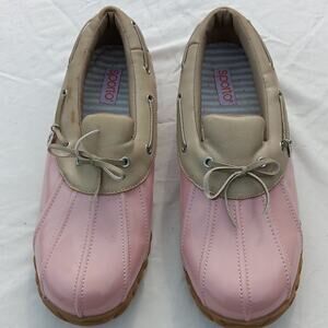 Sporto Paulette Duck Rain Shoes Women's 11M Pink Beige Gardening Rubber Snow